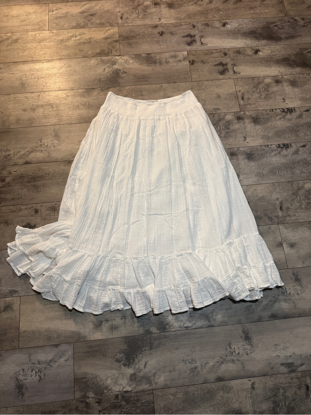 American Eagle White Ruffled Maxi Skirt, xl